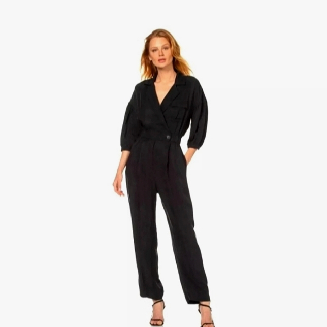 Ba&Sh Aida Long Sleeve Boho Velveteen Jumpsuit Black Size Us 2 /Xs Casula Sexy